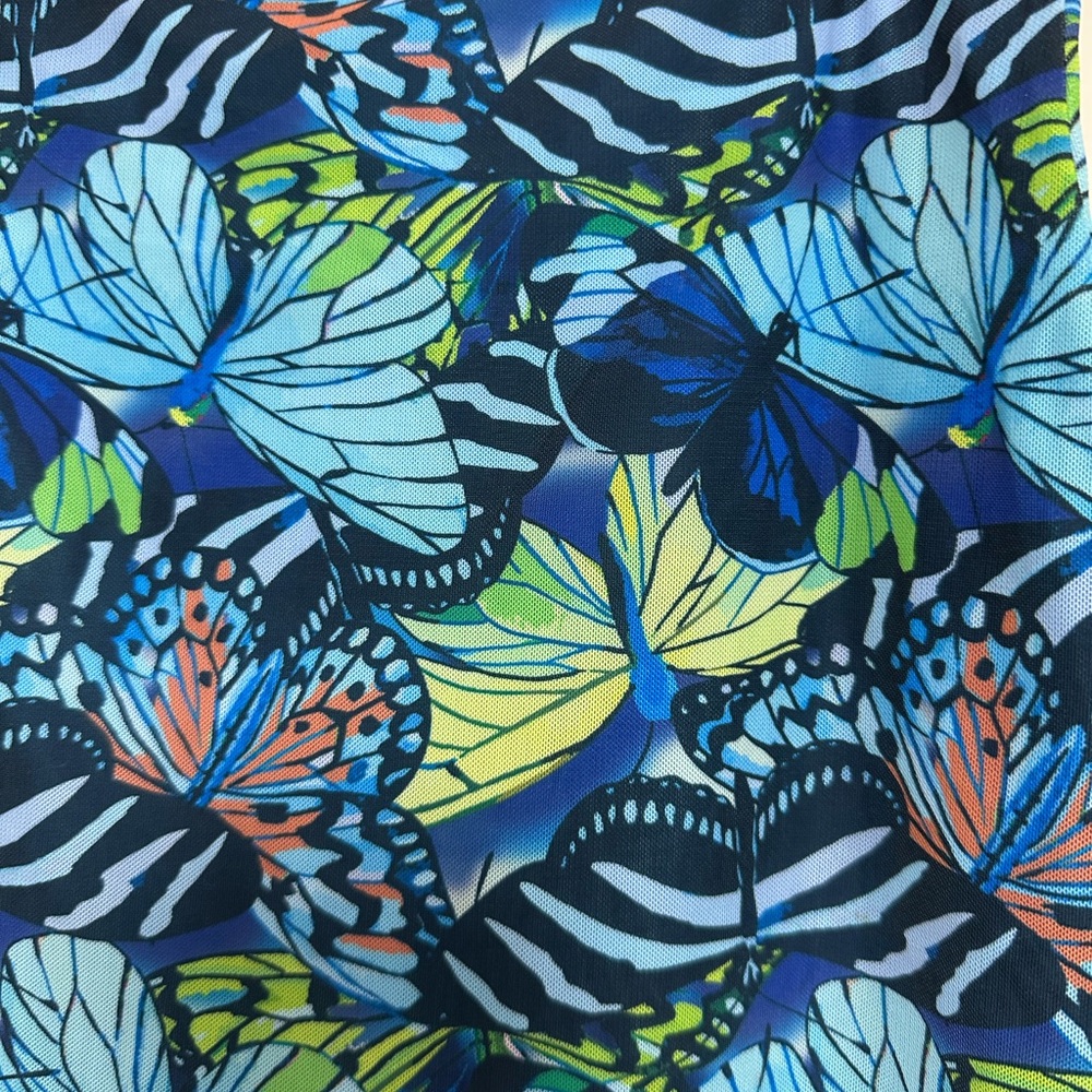 Outcast Blue Whimsical Butterfly Print Mesh Women’s Sexy Mini Skirt NWOT Size M - Picture 6 of 12
